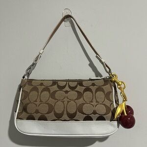 Coach white Khaki 6094 Signature Canvas Ivory  Demi  Shoulder Purse Baguette